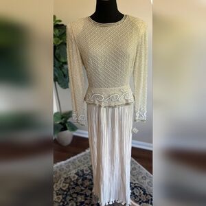 Talbots Ivory Beaded Evening Dress